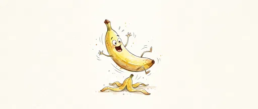Cartoon Banana Slipping on Peel Illustration