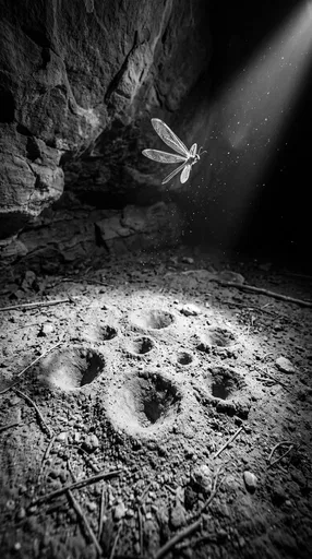 Winged Antlion Flying Over Sand Pits