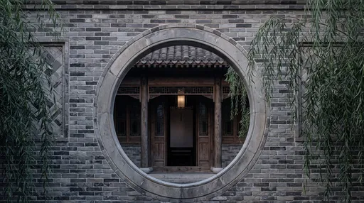 Traditional Chinese Moon Gate Courtyard Wall