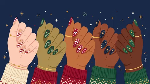 Diverse Hands Showing Festive Christmas Nail Art