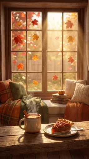 Cozy Autumn Window Nook With Pie