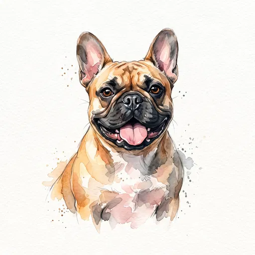 Watercolor Portrait of Fawn French Bulldog