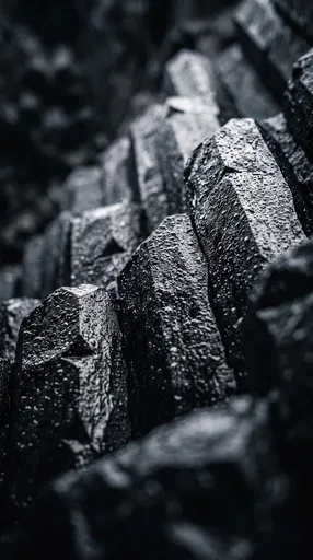 Wet Black Basalt Columns Macro Wallpaper