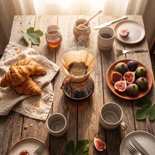 Rustic Morning Breakfast Table With Coffee