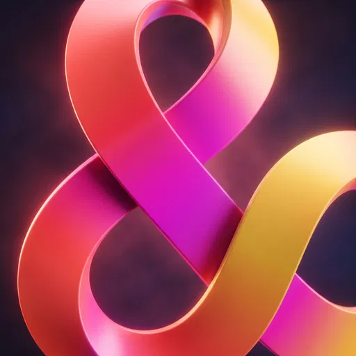 Glowing Gradient 3D Ampersand Ribbon