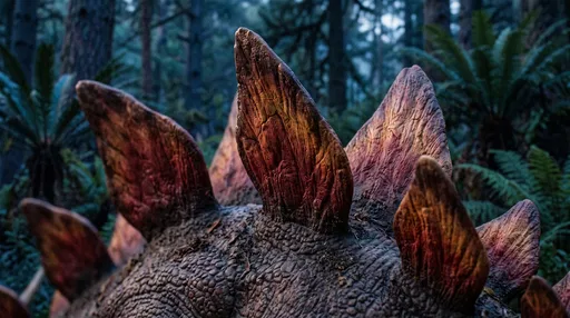 Close-Up of Stegosaurus Dorsal Plates in Forest