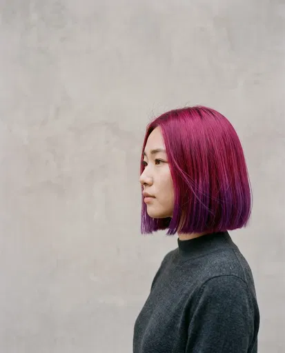 Woman With Magenta Ombre Bob Haircut