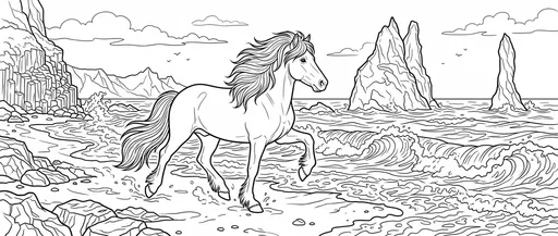 Icelandic Horse Coastal Coloring Page