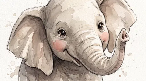 Cute Watercolor Baby Elephant Illustration