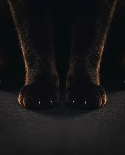 Black Cat Paws in Rim Light