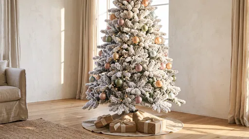 Flocked Christmas Tree in Minimalist Room