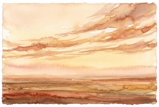 Warm Watercolor Sunset Landscape Wash