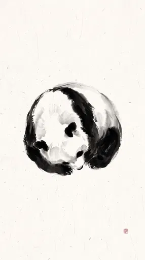 Sumi-e Ink Drawing of Sleeping Panda