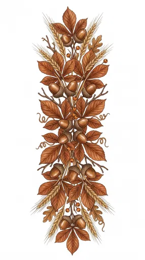Vertical Autumn Foliage and Acorn Garland