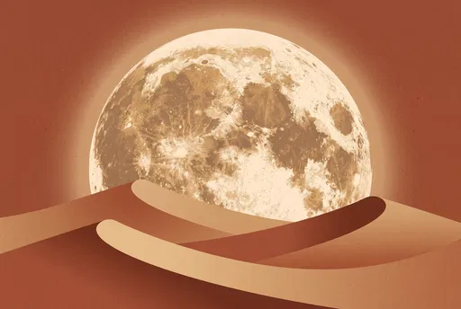 Minimalist Terracotta Moon Over Geometric Dunes
