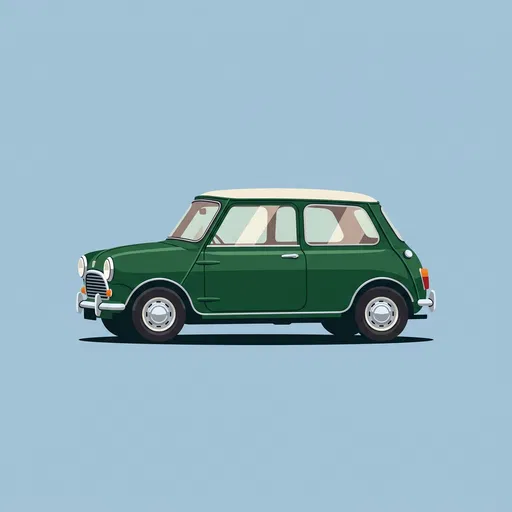 Vintage Green Compact Car Vector Illustration