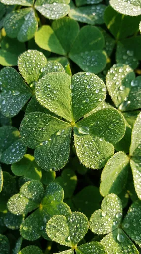 Dew Covered Green Shamrock Patch
