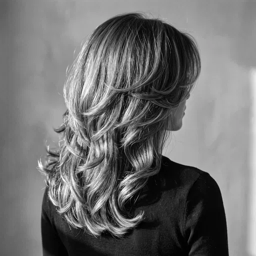 Monochrome Portrait of Layered Haircut