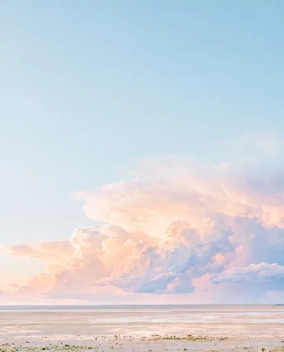 Pastel Clouds Over Flat Desert Horizon