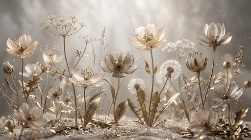 Frosted Glass and Brass Wildflowers
