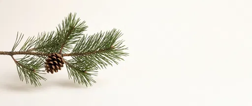 Pine Branch With Pinecone On White
