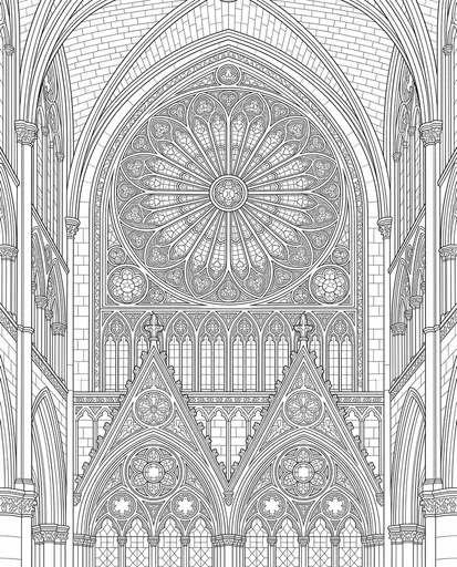 Gothic Cathedral Rose Window Coloring Page