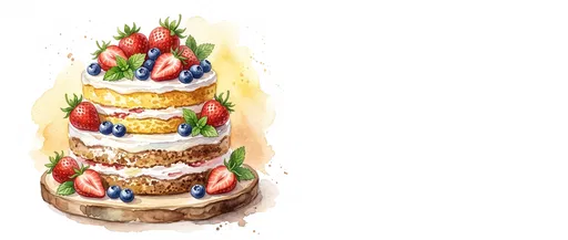Watercolor Berry Naked Cake Illustration