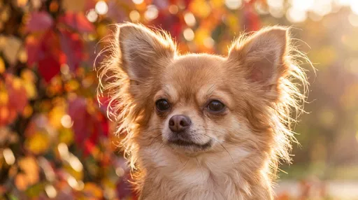Long-Haired Chihuahua Portrait in Autumn
