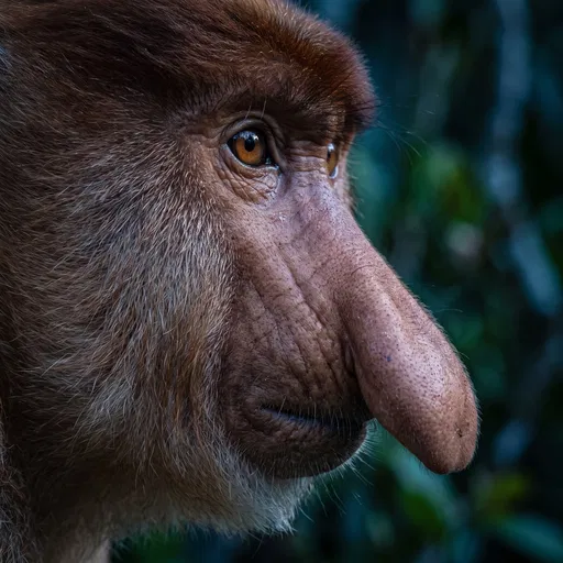 Close-Up Profile of Proboscis Monkey