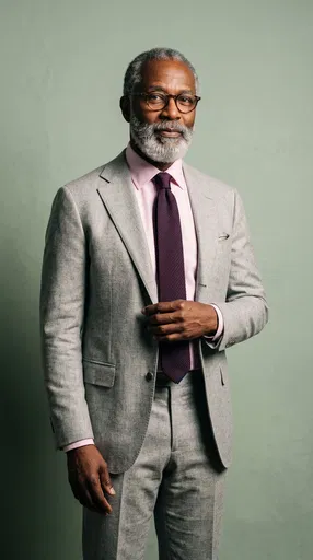 Mature Black Businessman in Gray Suit