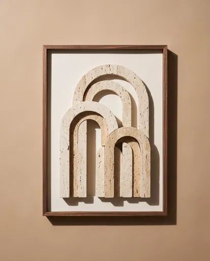 Framed Travertine Stone Arch Wall Art