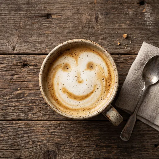 Coffee Mug With Smiling Foam Art