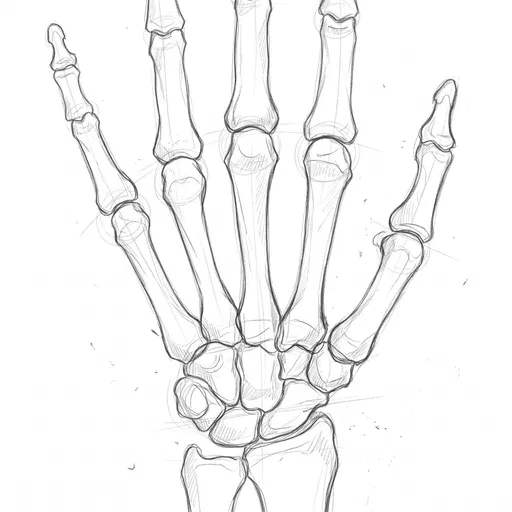 Pencil Sketch of Skeleton Hand Anatomy