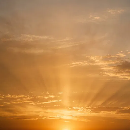 Golden Hour Sunset Sky With Sunbeams