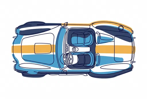 Top-Down Minimalist Roadster Line Art Illustration