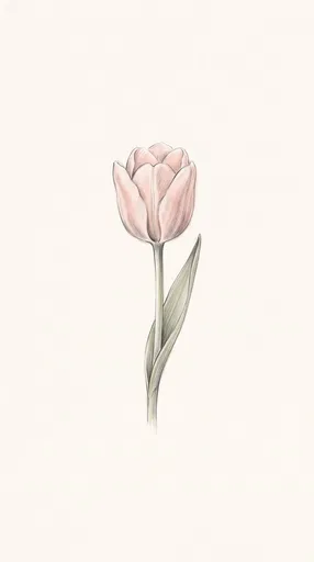 Blush Pink Tulip Pencil Illustration