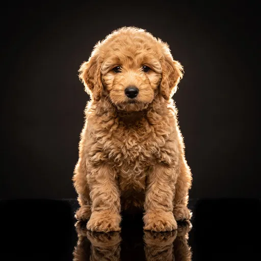 Fluffy Goldendoodle Puppy Studio Portrait