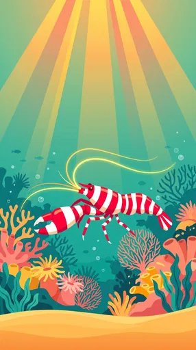 Candy-Cane Pistol Shrimp Vector Illustration