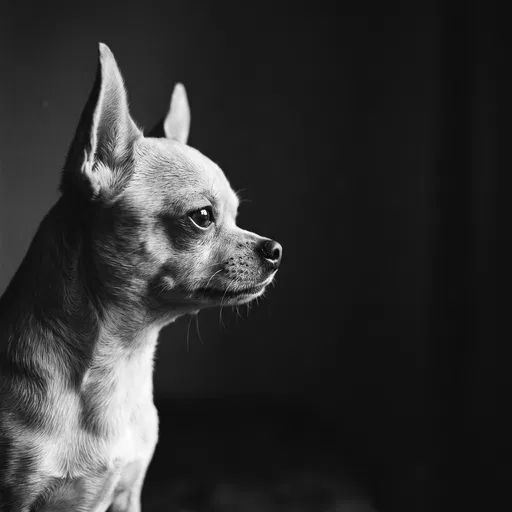 Black and White Chihuahua Profile Portrait
