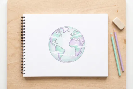 Pastel Colored Pencil Earth Drawing on Sketchpad