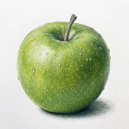 Colored Pencil Drawing of Green Apple