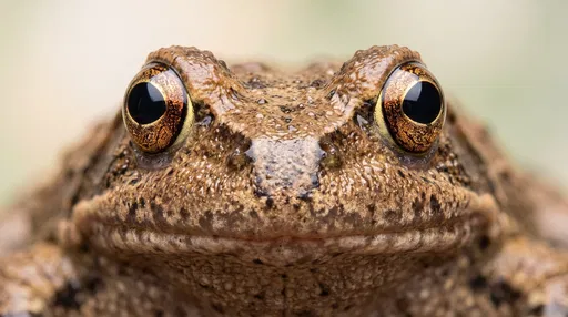 Macro Close-Up of Brown Frog Face