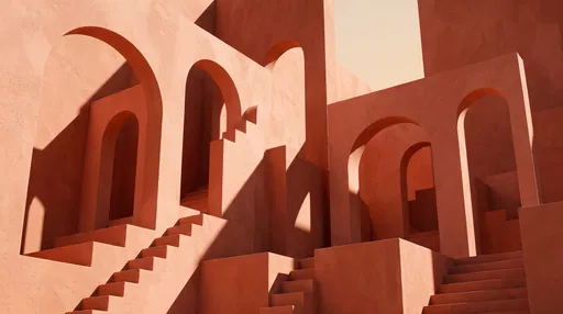 Minimal Terracotta Arches and Stairs