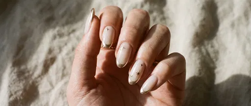 Minimalist Gold French Tip Star Manicure