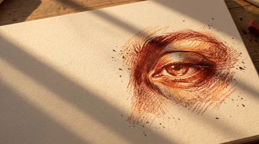 Red Chalk Eye Sketch in Sunlight