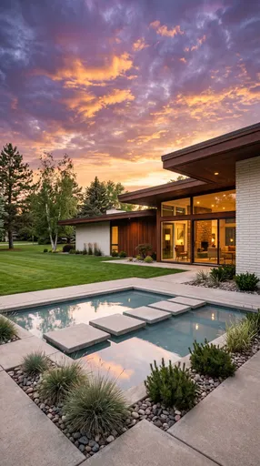 Mid-Century Modern Home at Sunset