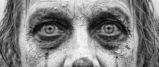 Extreme Close-Up of Scary Clown Eyes
