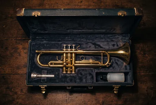Gold Brass Trumpet in Open Case