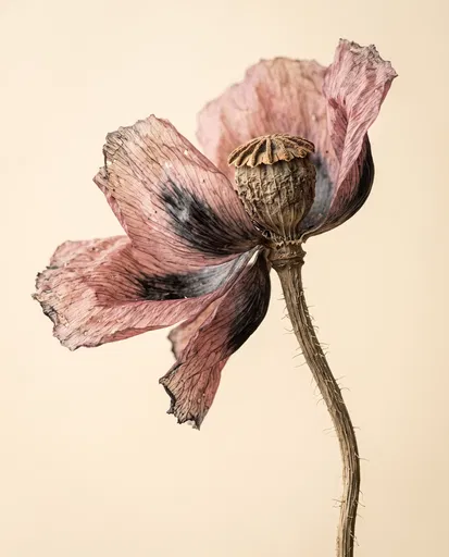 Withered Pink Poppy Specimen Study
