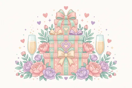 Pastel Tiered Gift Box Illustration